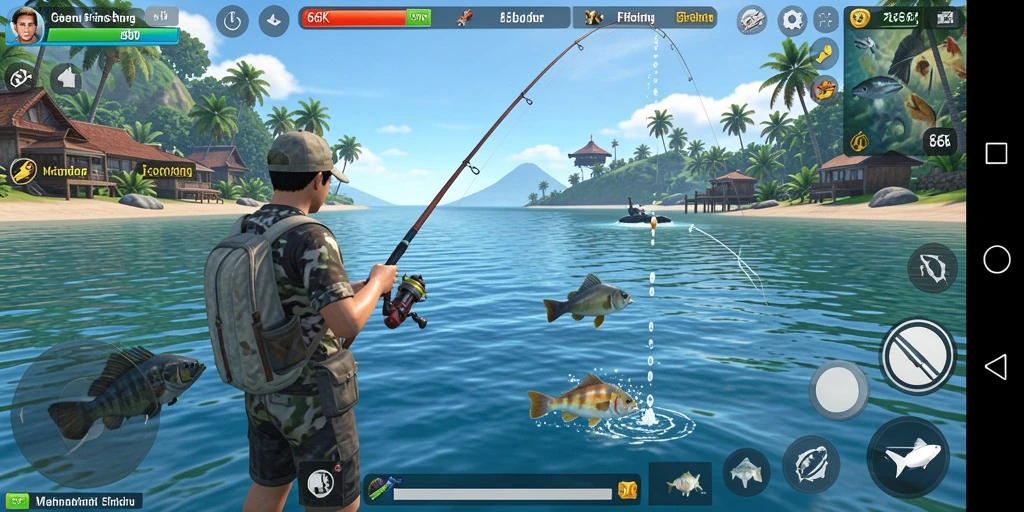 Gameplay seru dan menantang dalam game memancing 66K.
