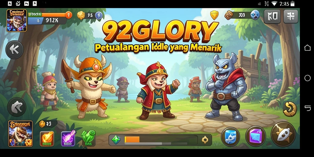 Tampilan gameplay 92GLORY yang menarik dan penuh warna