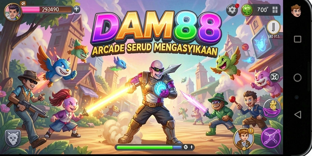 Tangkapan layar gameplay <strong>DAM88</strong> menunjukkan aksi arcade yang intens.