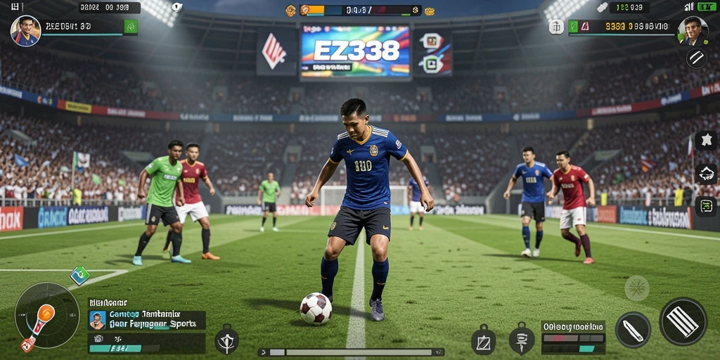 Tampilan gameplay menarik dari EZ338 dalam pertandingan olahraga.