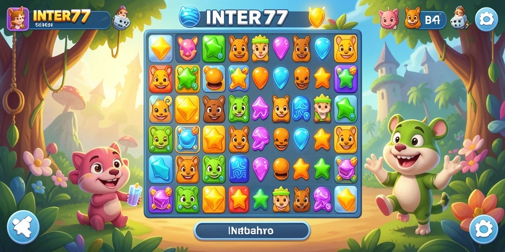 Tangkapan layar menunjukkan gameplay seru dan warna-warni dari INTER77.