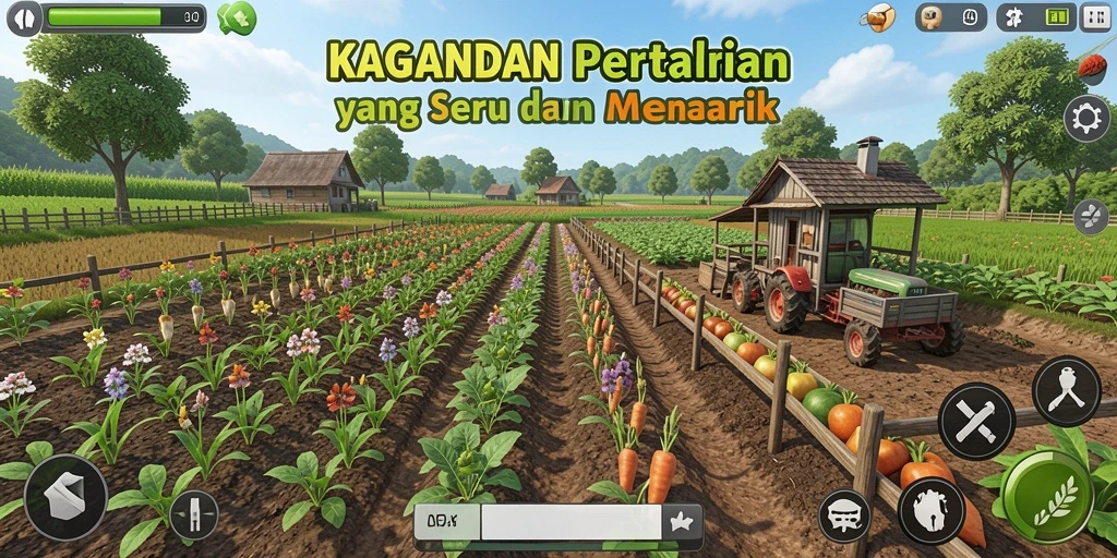 Screenshot KAGANDAN menampilkan kebun yang subur dan tanaman yang beragam.