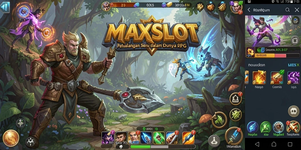 Tangkapan layar gameplay <strong>MAXSLOT</strong> yang menunjukkan pertarungan seru dan karakter yang beragam.