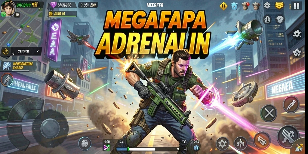 Tangkapan layar menunjukkan aksi mendebarkan dari gameplay MEGAFAFA.
