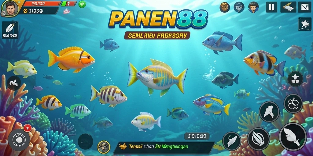 Gameplay <strong>PANEN88</strong> yang menampilkan aksi menembak ikan yang seru.