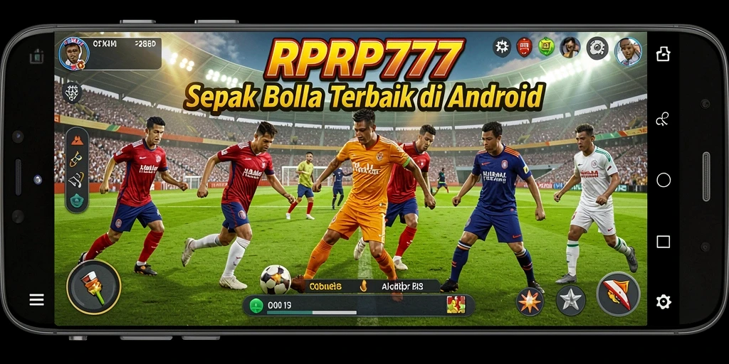 Screenshot gameplay RPRP777 yang menunjukkan aksi seru di lapangan sepak bola.